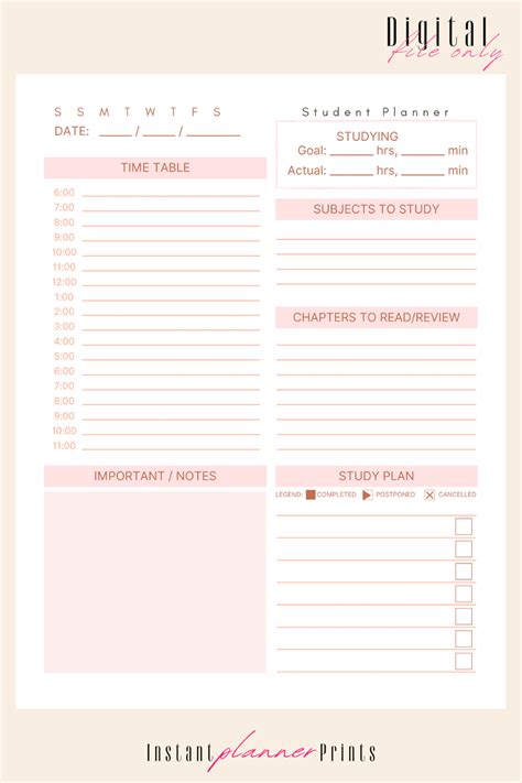 Student Journal Printable Pages student Planner Study - Etsy Canada ...