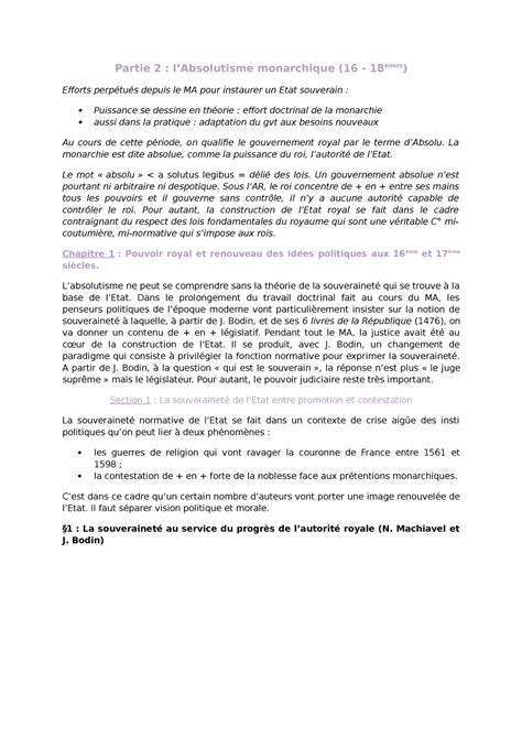 Part 2 Chap 1 Mme Leveleux Texeira Partie 2 LAbsolutisme