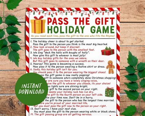 Pass The T Holiday Game Printable Pass The Present Office Coworker Christmas Party