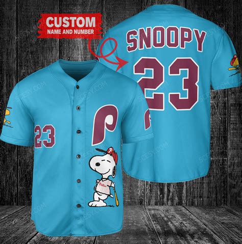 Peanuts Snoopy X Philadelphia Phillies Baseball Jersey B Scesy