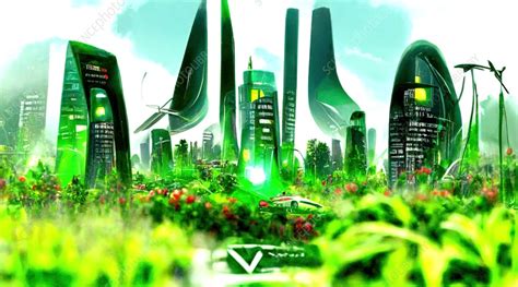 Futuristic Green Sustainable City Conceptual Illustration Stock