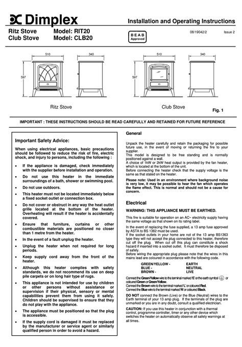 Dimplex Club Clb20 Installation And Operating Instructions Pdf Download Manualslib