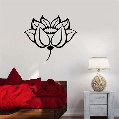 Lotus Wall Decals Floral Room Design Wall Sticker Meditation Yoga