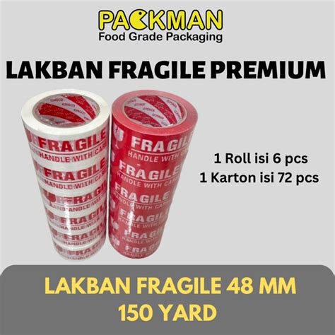 Jual Lakban Fragile Yard Merah Putih Mm X Y Premium Fragile