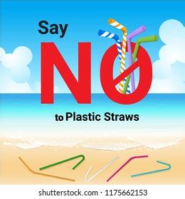 Stop Using Plastic Straws Stop Plastic Stock Vector Royalty Free