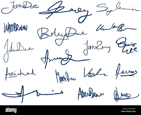 Collection Of Handwritten Signatures Personal Contract Fictitious