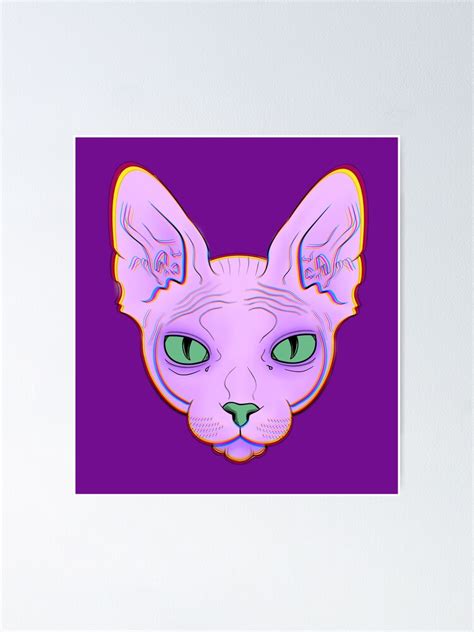 Psychedelic Purple Sphynx Cat Poster For Sale By Artbytess Redbubble