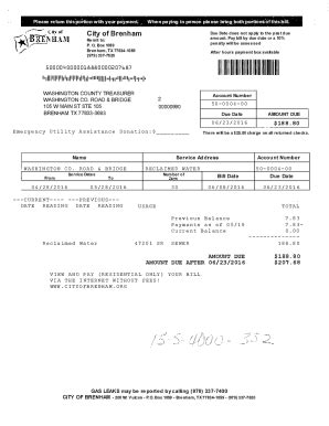 Fillable Online Utility Customer Service Billing City Of Brenham Fax