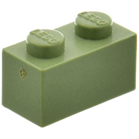 LEGO Modulex Olive Green Modulex Brick 1 X 2 With Lego On Studs Brick