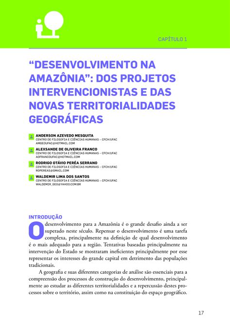 PDF DESENVOLVIMENTO NA AMAZÔNIA DOS PROJETOS INTERVENCIONISTAS E DAS