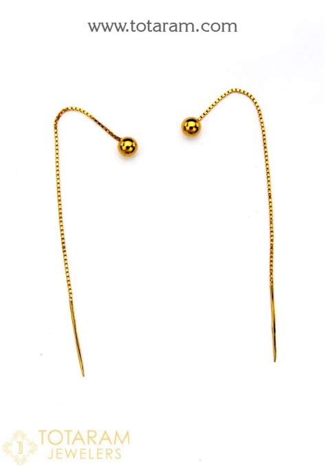 K Gold Sui Dhaga Drop Earrings For Women Ger In Grams