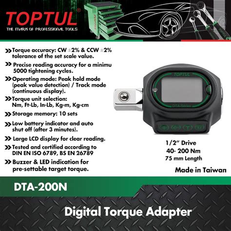 Toptul Digital Torque Adapter DTA 200N Shopee Philippines