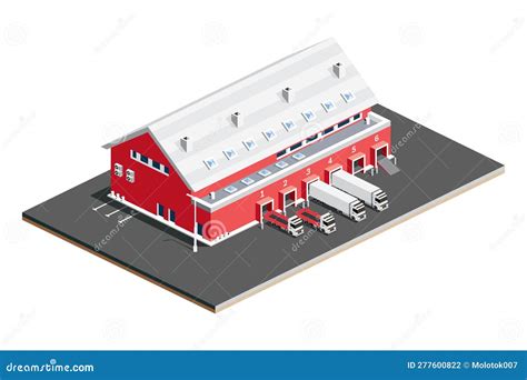 Isometric Distribution Logistic Center Warehouse Storage Facilities