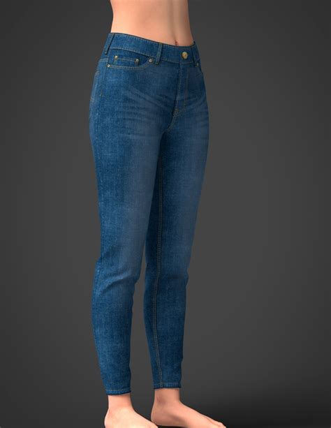 3D Model Women Blue Denim Jeans TurboSquid 1989000