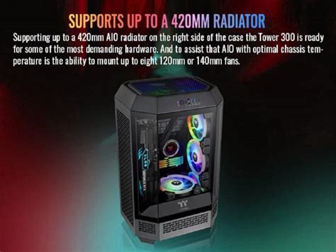 Thermaltake Tower 300 Black Micro Atx Case 2x140mm Ct Fan Included Support Up To 420mm