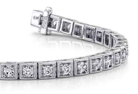 Antique Square Link Diamond Bracelet