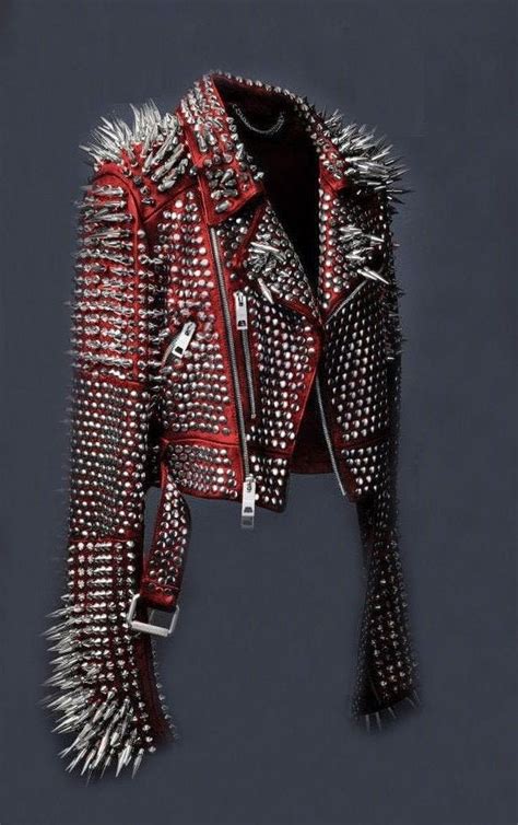 Women Spiked Steam Punk Studded Leather Jacket Rockers Studded Jacket