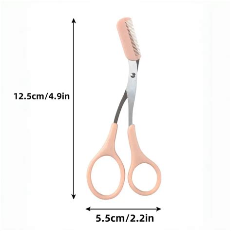 Pink Eyebrow Trimming Scissors Built In Comb Stainless Steel Temu