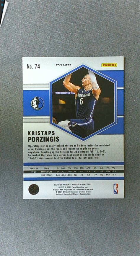 2020 21 Panini Mosaic Yellow Reactive Prizm 74 Kristaps Porzingis