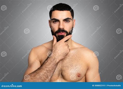 Sexy Athletic Man With Naked Torso On White Background Fashion