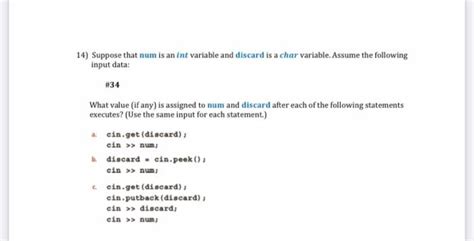 Solved Suppose That Num Is An Int Variable And Discard Chegg
