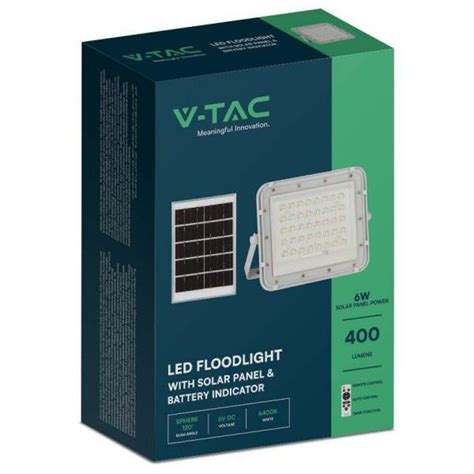 V Tac Faro Led Con Pannello Solare 10w Bianco Freddo