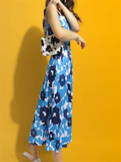 Buy Mast And Harbour Blue And White Floral Printed A Line Midi Dress