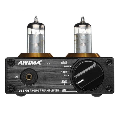 AIYIMA TUBE T3 Préamplificateur Phono MM à Tubes 2x 6A2 Noir Audiophonics