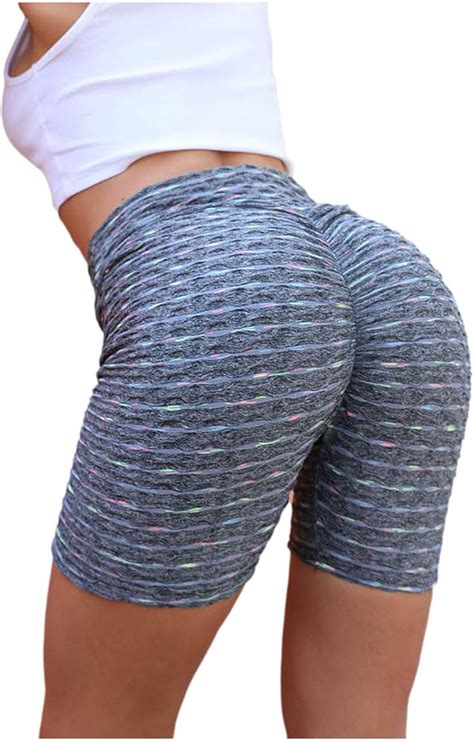 Rumity Damen Sport Shorts Kurze Leggings Hohe Taille Gerafft Hintern