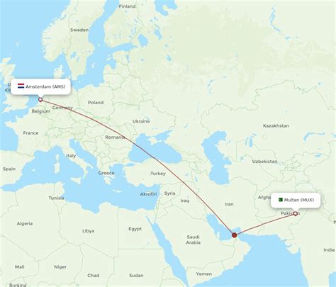 All Flight Routes From Amsterdam To Multan AMS To MUX Flight Routes