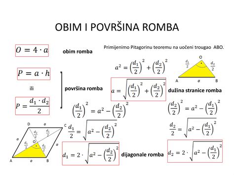 Pitagorina Teorema Primjena Na Romb Ppt