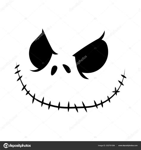 Skellington Halloween Jack Faces Silhouettes Vector Halloween Faces Nightmare Christmas Stock ...