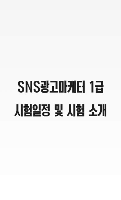 Sns광고마케터 1급 시험일정 및 시험 소개 네이버 포스트