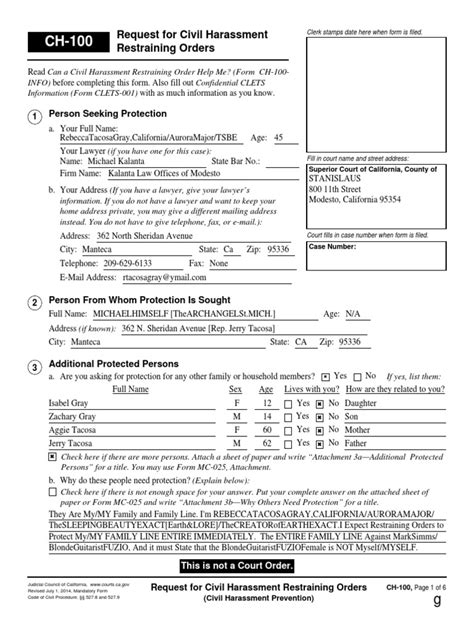 Ch100restorderdsnmichael Pdf Pdf Restraining Order Misconduct