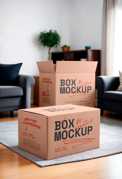 Premium Psd Moving Boxes Stack Mockup