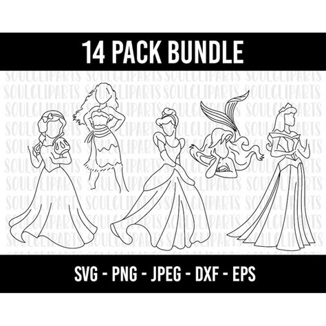 Cod999 Princess Outline Svg Bundle Snow White Svg Princes Inspire Uplift