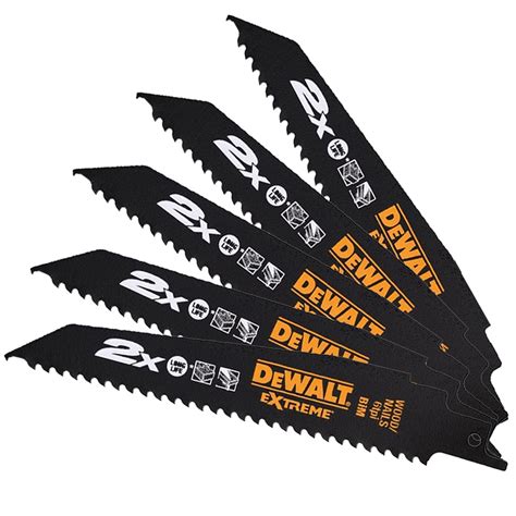 Dewalt 228mm 6tpi Wood And Nail Reciprocating Blades Dt2307l Qz Pack Of