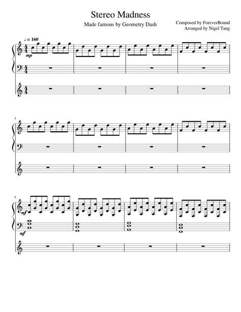 Stereo Madness Sheet music for Piano | Download free in PDF or MIDI ...