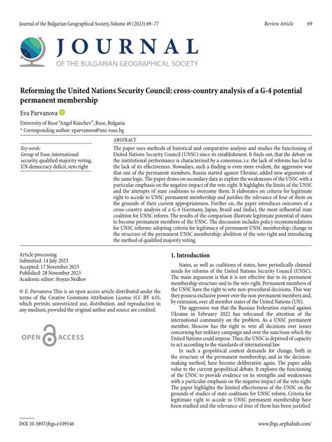 Pdf Reforming The United Nations Security Council Cross Country Analysis Of A G 4 Potential