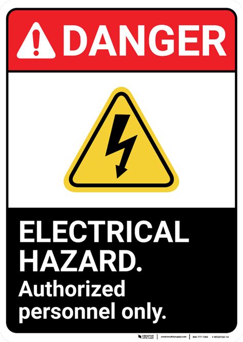 Danger Electrical Hazard Authorized Personnel Only Ansi Wall Sign