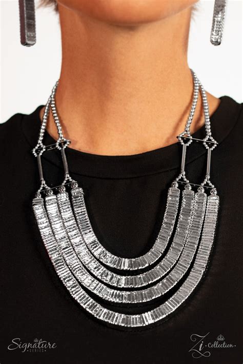 Paparazzi The Heidi Silver Zi Collection Necklace And Earring Set