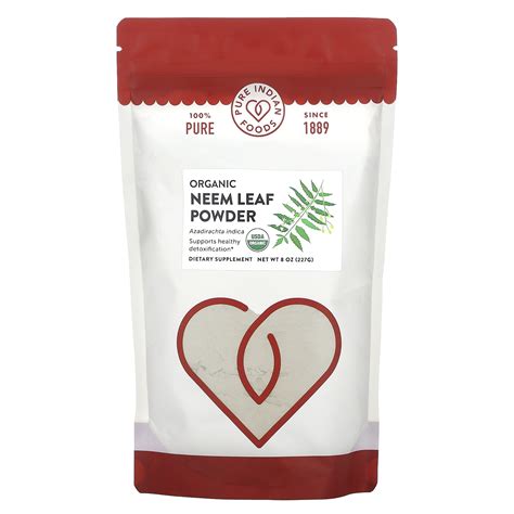 Pure Indian Foods Organic Neem Leaf Powder 8 Oz 227 G