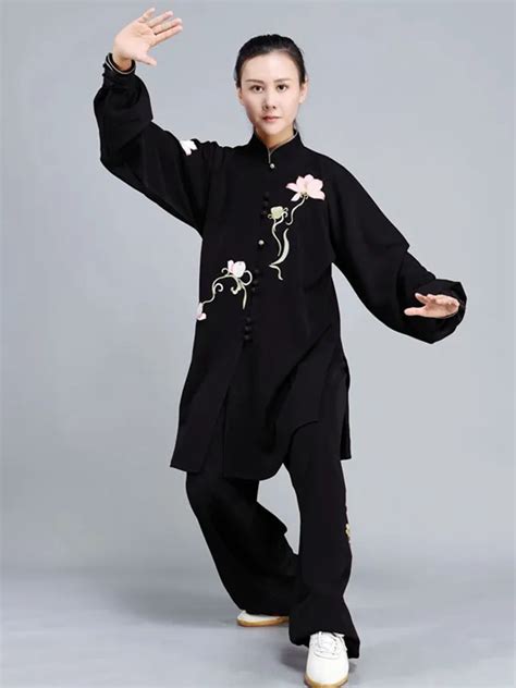 Kung Fu Clothing Women Elegant Lotus Embroidered Tai Chi Suit Fashion