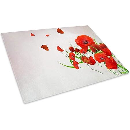 Red Poppy Flower Cool Glass Chopping Board Kitchen Worktop Saver