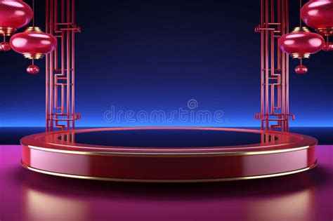 Clean 3D Rendering Round Stage Podium Design Concept Stock Illustration ...