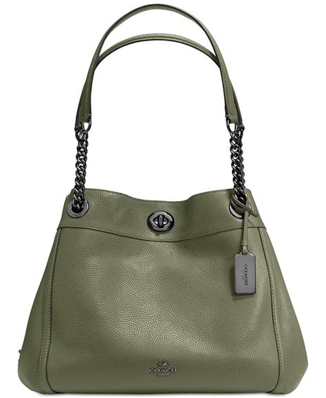 Coach Turnlock Edie Shoulder Bag In Pebble Leather Macys