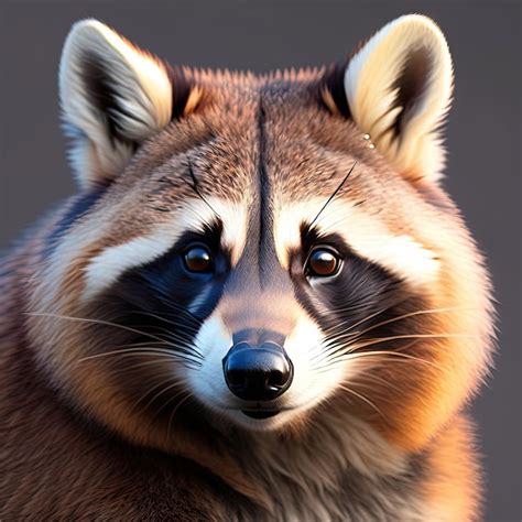 Premium Ai Image A Raccoon With A Black Nose And A White Stripe On