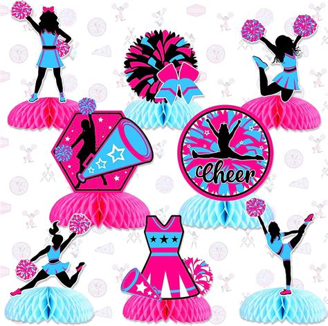 8 Pieces Cheerleading Honeycomb Centerpieces Hot Pink Blue ...