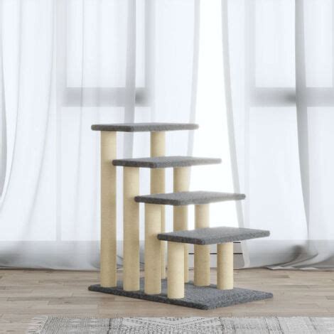 Albero Per Gatti Con Tiragraffi In Sisal Grigio Chiaro Cm