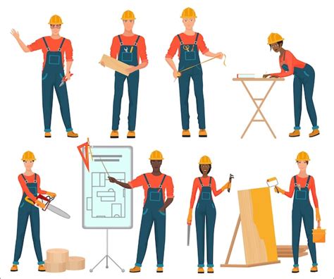 Premium Vector Male And Female Construction Team